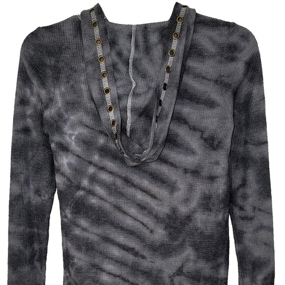 Fleur de Lis Girl's Camouflage Gray Thermal Hoodie - Picture 5 of 5